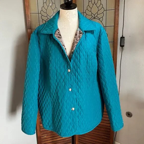 Briggs Of New York Retro Diamond Stitch Quilted Lightweight Jacket Plus Size 3X - Picture 3 of 16